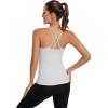 RUNNING GIRL Yoga Tank Tops for Women Built in Shelf Bra B/C Cups Strappy Back Activewear Workout Compression Tops(C-ice Grey)