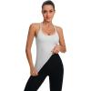 RUNNING GIRL Yoga Tank Tops for Women Built in Shelf Bra B/C Cups Strappy Back Activewear Workout Compression Tops(C-ice Grey)