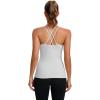RUNNING GIRL Yoga Tank Tops for Women Built in Shelf Bra B/C Cups Strappy Back Activewear Workout Compression Tops(C-ice Grey)