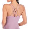 RUNNING GIRL Yoga Tank Tops for Women Built in Shelf Bra B/C Cups Strappy Back Activewear Workout Compression Tops(C-purple)