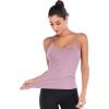 RUNNING GIRL Yoga Tank Tops for Women Built in Shelf Bra B/C Cups Strappy Back Activewear Workout Compression Tops(C-purple)