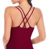 RUNNING GIRL Yoga Tank Tops for Women Built in Shelf Bra B/C Cups Strappy Back Activewear Workout Compression Tops(C-red)