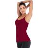 RUNNING GIRL Yoga Tank Tops for Women Built in Shelf Bra B/C Cups Strappy Back Activewear Workout Compression Tops(C-red)