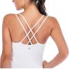RUNNING GIRL Yoga Tank Tops for Women Built in Shelf Bra B/C Cups Strappy Back Activewear Workout Compression Tops(C-white)
