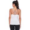 RUNNING GIRL Yoga Tank Tops for Women Built in Shelf Bra B/C Cups Strappy Back Activewear Workout Compression Tops(C-white)