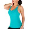 RUNNING GIRL Yoga Tank Tops for Women Built in Shelf Bra B/C Cups Strappy Back Activewear Workout Compression Tops(D-electric Green)