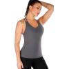RUNNING GIRL Yoga Tank Tops for Women Built in Shelf Bra B/C Cups Strappy Back Activewear Workout Compression Tops(D-grey)