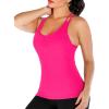 RUNNING GIRL Yoga Tank Tops for Women Built in Shelf Bra B/C Cups Strappy Back Activewear Workout Compression Tops(D-hot Pink)