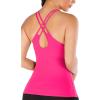 RUNNING GIRL Yoga Tank Tops for Women Built in Shelf Bra B/C Cups Strappy Back Activewear Workout Compression Tops(D-hot Pink)