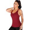 RUNNING GIRL Yoga Tank Tops for Women Built in Shelf Bra B/C Cups Strappy Back Activewear Workout Compression Tops(D-red)