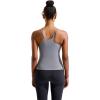 RUNNING GIRL Yoga Tank Tops for Women Built in Shelf Bra B/C Cups Strappy Back Activewear Workout Compression Tops(W-grey)