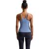 RUNNING GIRL Yoga Tank Tops for Women Built in Shelf Bra B/C Cups Strappy Back Activewear Workout Compression Tops(W-light Blue)