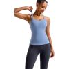RUNNING GIRL Yoga Tank Tops for Women Built in Shelf Bra B/C Cups Strappy Back Activewear Workout Compression Tops(W-light Blue)