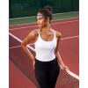 RUNNING GIRL Yoga Tank Tops for Women Built in Shelf Bra B/C Cups Strappy Back Activewear Workout Compression Tops(Z-bright White)