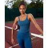 RUNNING GIRL Yoga Tank Tops for Women Built in Shelf Bra B/C Cups Strappy Back Activewear Workout Compression Tops(Z-dark Blue)
