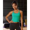 RUNNING GIRL Yoga Tank Tops for Women Built in Shelf Bra B/C Cups Strappy Back Activewear Workout Compression Tops(Z-green)