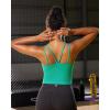 RUNNING GIRL Yoga Tank Tops for Women Built in Shelf Bra B/C Cups Strappy Back Activewear Workout Compression Tops(Z-green)
