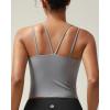 RUNNING GIRL Yoga Tank Tops for Women Built in Shelf Bra B/C Cups Strappy Back Activewear Workout Compression Tops(Z-grey)