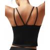 RUNNING GIRL Yoga Tank Tops for Women Built in Shelf Bra B/C Cups Strappy Back Activewear Workout Compression Tops(Z-jet Black)