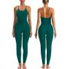 RUNNING GIRL Black Jumpsuits for Women Ribbed Backless Sexy One Piece Outfits Tummy Control Unitard Bodysuit Athletic Rompers
