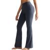 RUNNING GIRL Flare Pants with Pockets, High Waist Yoga Pants Buttery Soft Bootcut Wide Leg Leggings for Women(Deep Grey)