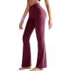 RUNNING GIRL Flare Pants with Pockets, High Waist Yoga Pants Buttery Soft Bootcut Wide Leg Leggings for Women(Maroon)