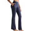 RUNNING GIRL Flare Pants with Pockets, High Waist Yoga Pants Buttery Soft Bootcut Wide Leg Leggings for Women(Navy Blue)