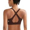 RUNNING GIRL High Impact Sports Bras for Women, High Support Running Strappy Women’s Sports Bra with Sewn in Pads(X-brown)