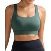 RUNNING GIRL High Impact Sports Bras for Women, High Support Running Strappy Women’s Sports Bra with Sewn in Pads(X-greyish Green)