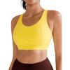RUNNING GIRL High Impact Sports Bras for Women,Racerback Running Bra Workout Crop Tank Tops Longline Sports Bra Push up(D-yellow)