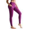RUNNING GIRL Leggings for Women 25″ Inseam, High Waisted Compression Buttery Soft Yoga Pants with Pockets(Plum)