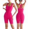 RUNNING GIRL One Piece Jumpsuit, Yoga Bodycon Ribbed Jumpsuit with Tummy Control Bodysuits for Women Full Length(2-pink)