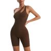 RUNNING GIRL One Piece Jumpsuits for Women, Ribbed Seamless Workout Bodysuit for Women with Tummy Control(1-brown)