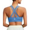 RUNNING GIRL Sports Bra for Women High Support, Criss-Cross Back Padded Strappy Sports Bras Yoga Bra with Removable Cups(1-blue)