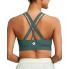 RUNNING GIRL Sports Bra for Women High Support, Criss-Cross Back Padded Strappy Sports Bras Yoga Bra with Removable Cups(1-dark Green)