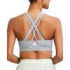RUNNING GIRL Sports Bra for Women High Support, Criss-Cross Back Padded Strappy Sports Bras Yoga Bra with Removable Cups(1-grey)