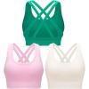 RUNNING GIRL Sports Bra for Women High Support, Criss-Cross Back Padded Strappy Sports Bras Yoga Bra with Removable Cups(1-white+pink+green)