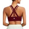 RUNNING GIRL Sports Bra for Women High Support, Criss-Cross Back Padded Strappy Sports Bras Yoga Bra with Removable Cups(1-wine Red)
