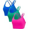 RUNNING GIRL Sports Bra for Women High Support, Criss-Cross Back Padded Strappy Sports Bras Yoga Bra with Removable Cups(2-blue+pink+green)