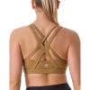 RUNNING GIRL Sports Bra for Women High Support, Criss-Cross Back Padded Strappy Sports Bras Yoga Bra with Removable Cups(A-copper Brown)