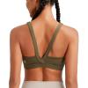 RUNNING GIRL Sports Bra for Women High Support, Molded Cup High Impact Sports Bras with Sewn in Pads Strappy Running Bra(3004 Olive Green)