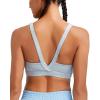 RUNNING GIRL Sports Bra for Women High Support, Molded Cup High Impact Sports Bras with Sewn in Pads Strappy Running Bra(3004 Silver Grey)