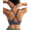 RUNNING GIRL Sports Bra for Women High Support, Molded Cup High Impact Sports Bras with Sewn in Pads Strappy Running Bra(Deep Grey)