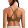 RUNNING GIRL Sports Bra for Women High Support, Molded Cup High Impact Sports Bras with Sewn in Pads Strappy Running Bra(Olive Green)