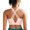 RUNNING GIRL Sports Bra for Women High Support, Molded Cup High Impact Sports Bras with Sewn in Pads Strappy Running Bra(Pink Peony)