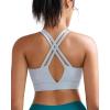 RUNNING GIRL Sports Bra for Women High Support, Molded Cup High Impact Sports Bras with Sewn in Pads Strappy Running Bra(Silver Grey)