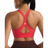 RUNNING GIRL Sports Bra for Women,Y Back Molded Cup Strappy Running Sports Bra with Sewn in Pads(Deep Red)