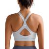RUNNING GIRL Sports Bra for Women,Y Back Molded Cup Strappy Running Sports Bra with Sewn in Pads(Grey)