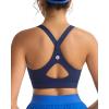 RUNNING GIRL Sports Bra for Women,Y Back Molded Cup Strappy Running Sports Bra with Sewn in Pads(Navy Blue)