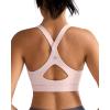RUNNING GIRL Sports Bra for Women,Y Back Molded Cup Strappy Running Sports Bra with Sewn in Pads(Pink)